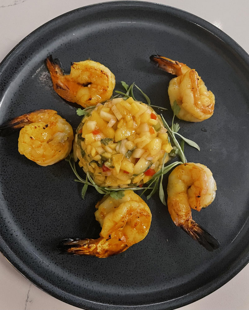 Grilled Shrimp with Mago Chutney